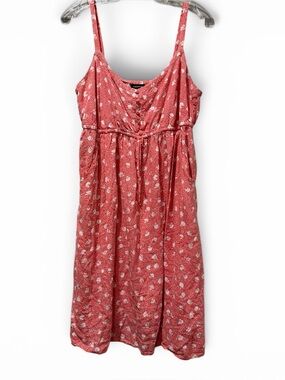 Torrid 1X Pink Coral Floral Sleeveless Summer Dress Plus SIze‎ B5